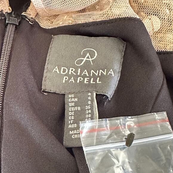 Adrianna Papell Black Embellished Neck Jersey Gown Dress Size 4 New - Picture 6 of 6
